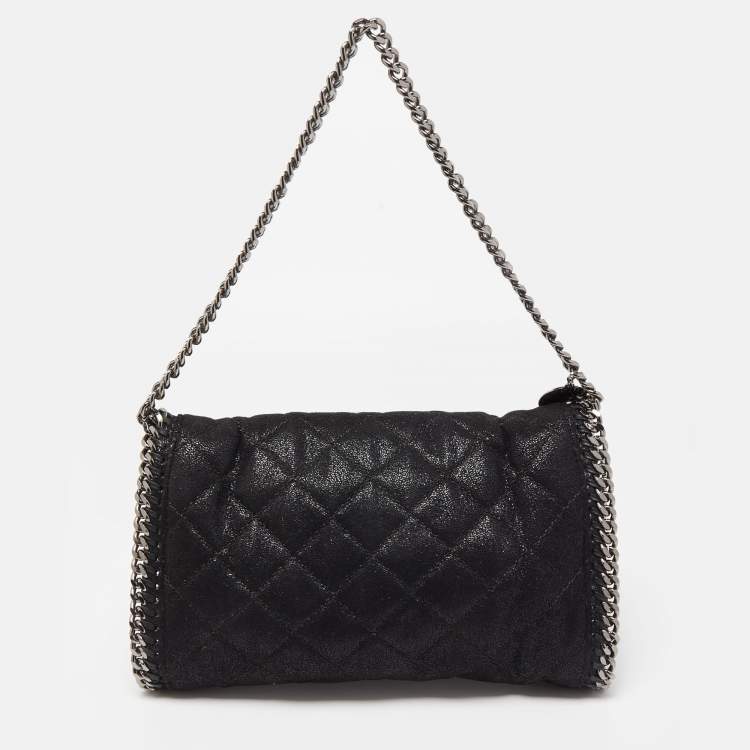 مملوكة مسبقًا Stella McCartney Black Quilted Faux Leather Falabella Flap Bag