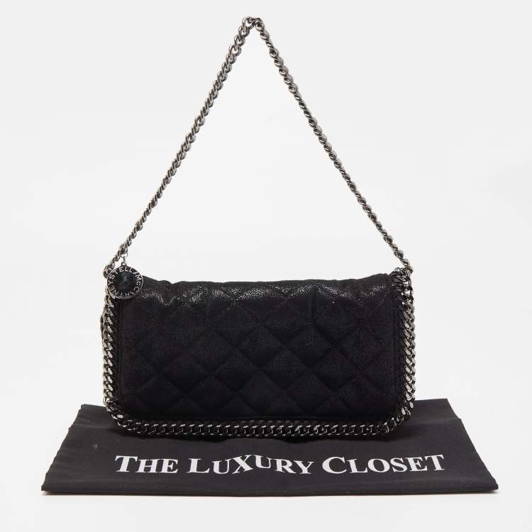 مملوكة مسبقًا Stella McCartney Black Quilted Faux Leather Falabella Flap Bag