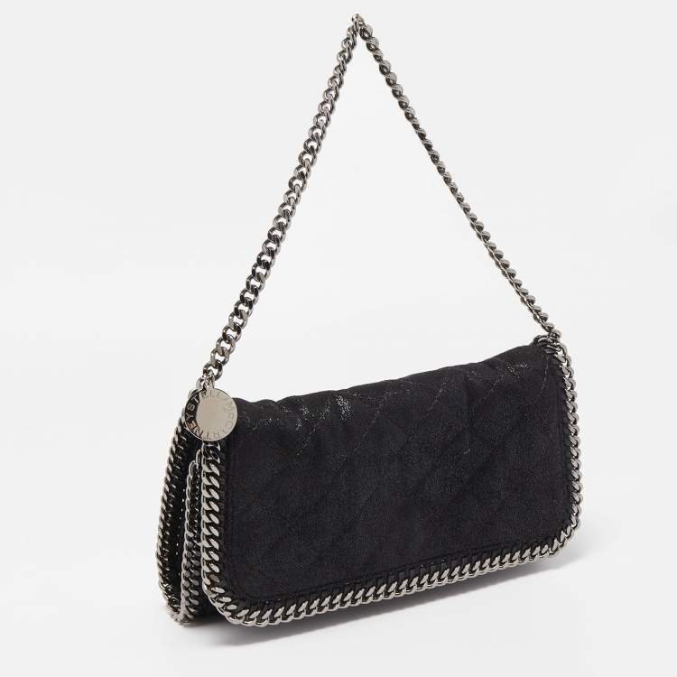 مملوكة مسبقًا Stella McCartney Black Quilted Faux Leather Falabella Flap Bag