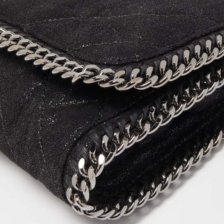 مملوكة مسبقًا Stella McCartney Black Quilted Faux Leather Falabella Flap Bag