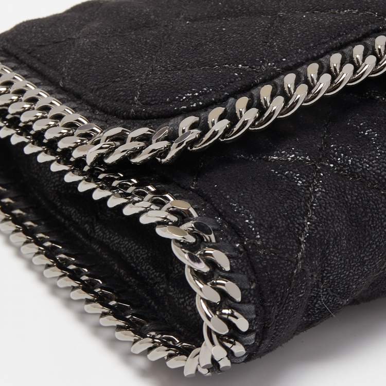 مملوكة مسبقًا Stella McCartney Black Quilted Faux Leather Falabella Flap Bag