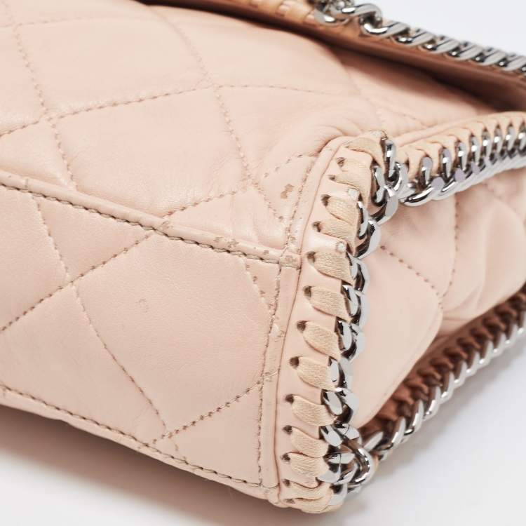Pre Owned Stella McCartney Pink Quilted Faux Suede Falabella Flap Shoulder Bag