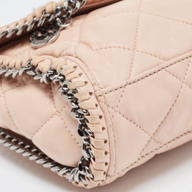 Pre Owned Stella McCartney Pink Quilted Faux Suede Falabella Flap Shoulder Bag