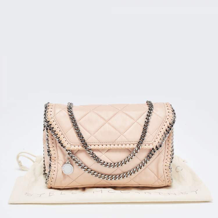 Pre Owned Stella McCartney Pink Quilted Faux Suede Falabella Flap Shoulder Bag