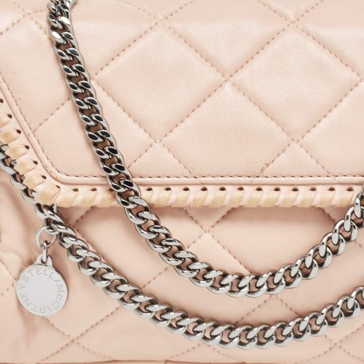 Pre Owned Stella McCartney Pink Quilted Faux Suede Falabella Flap Shoulder Bag