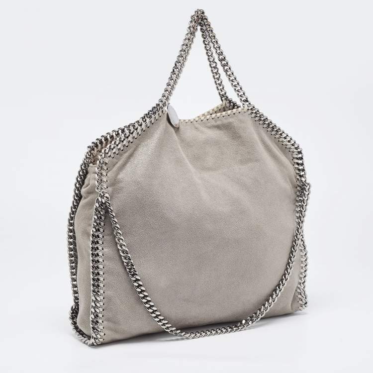 Pre Owned Stella McCartney Grey Faux Suede Falabella Fold Over Tote