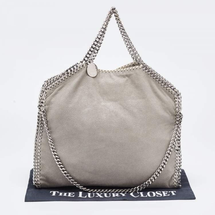 Pre Owned Stella McCartney Grey Faux Suede Falabella Fold Over Tote