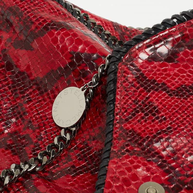 مملوكة مسبقًا Stella McCartney Red Python Print Coated Fabric Falabella Fold Over Tote