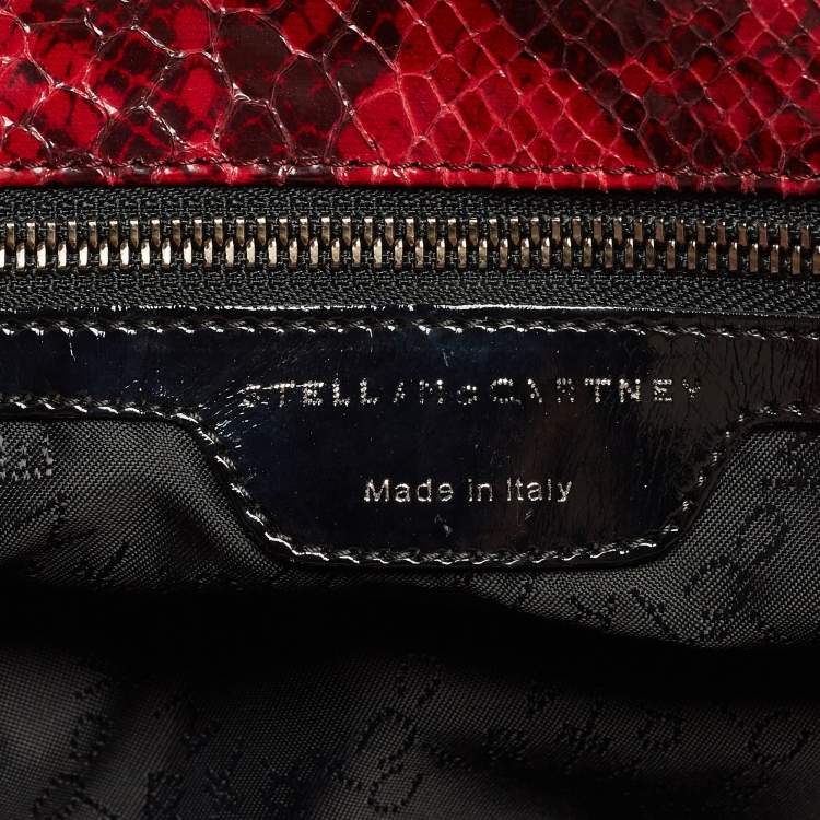 مملوكة مسبقًا Stella McCartney Red Python Print Coated Fabric Falabella Fold Over Tote