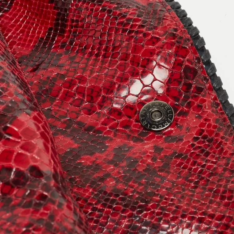 مملوكة مسبقًا Stella McCartney Red Python Print Coated Fabric Falabella Fold Over Tote