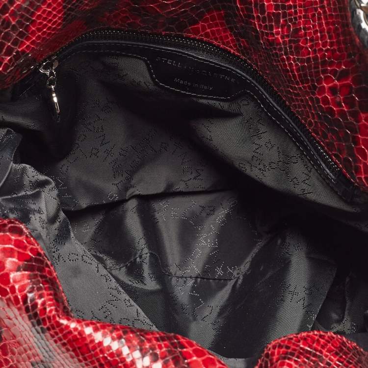 مملوكة مسبقًا Stella McCartney Red Python Print Coated Fabric Falabella Fold Over Tote