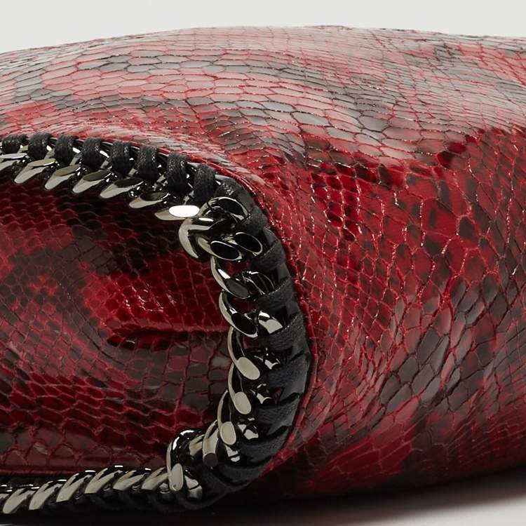 مملوكة مسبقًا Stella McCartney Red Python Print Coated Fabric Falabella Fold Over Tote