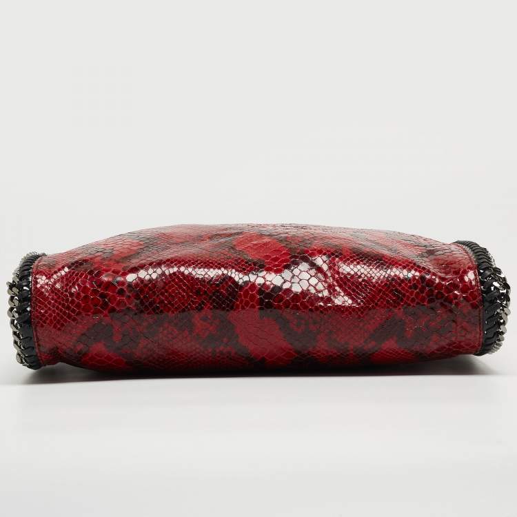 مملوكة مسبقًا Stella McCartney Red Python Print Coated Fabric Falabella Fold Over Tote