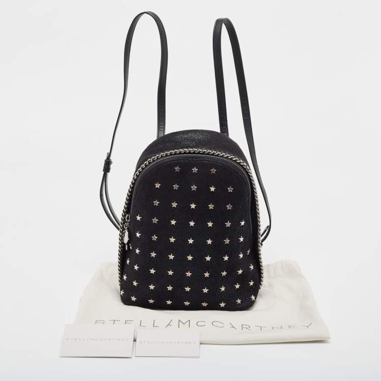Pre Owned Stella McCartney Black Faux Leather Falabella Backpack