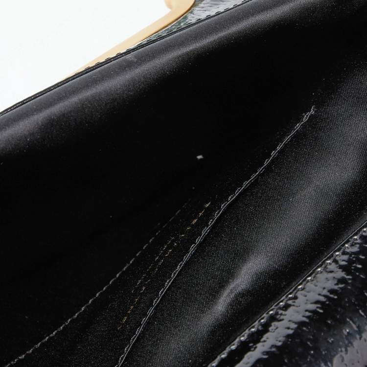 Pre Owned Stella McCartney Black Faux Patent Leather Metal Frame Clutch