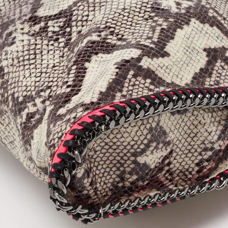 Pre Owned Stella McCartney Beige/Pink Faux Python Embossed Leather and Faux Patent Falabella Tote 
