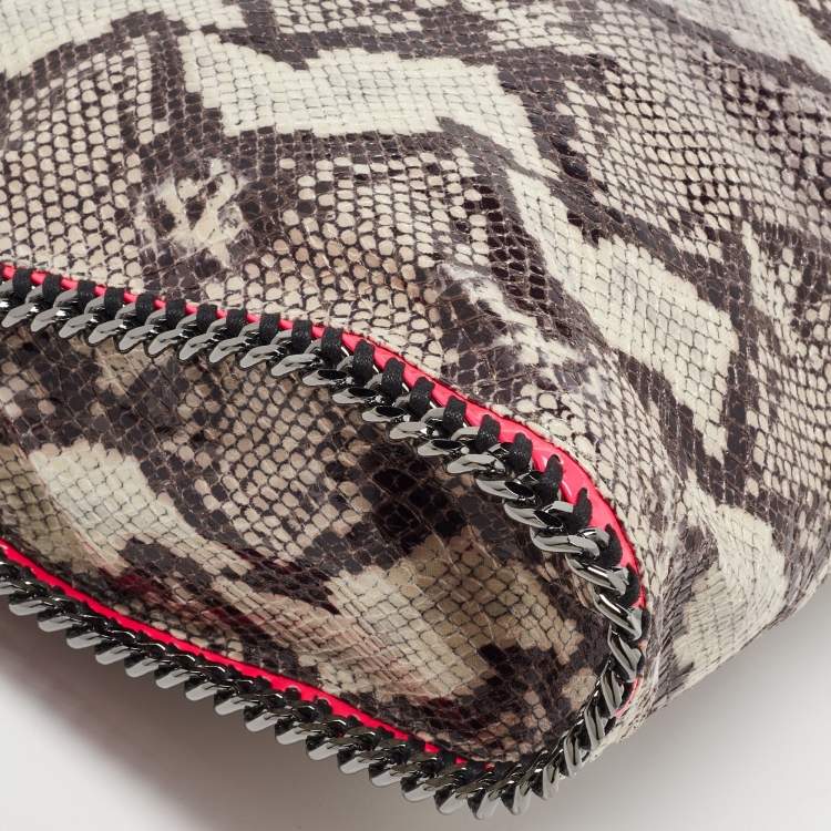 Pre Owned Stella McCartney Beige/Pink Faux Python Embossed Leather and Faux Patent Falabella Tote 