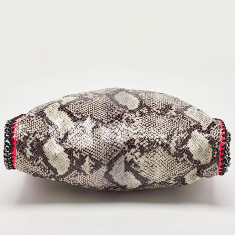Pre Owned Stella McCartney Beige/Pink Faux Python Embossed Leather and Faux Patent Falabella Tote 