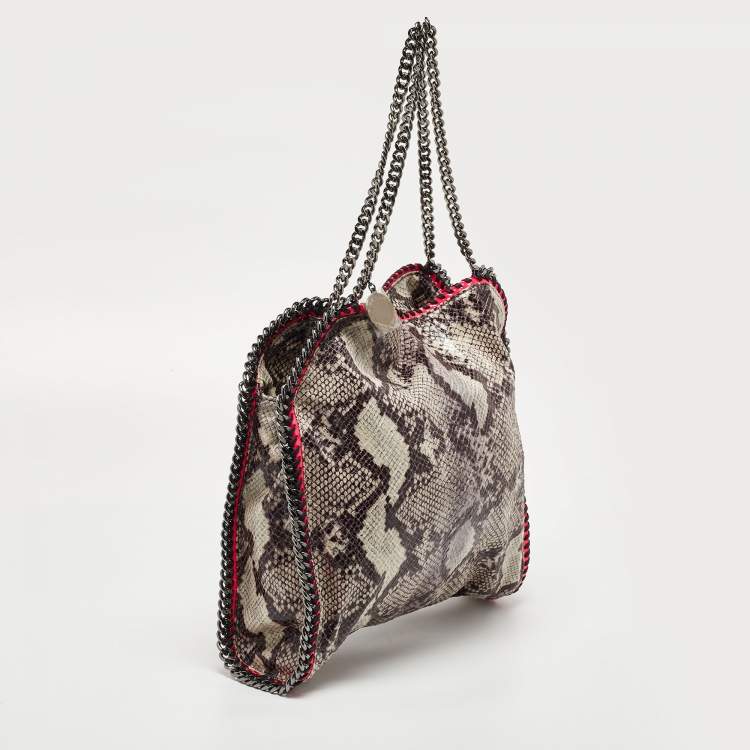 Pre Owned Stella McCartney Beige/Pink Faux Python Embossed Leather and Faux Patent Falabella Tote 