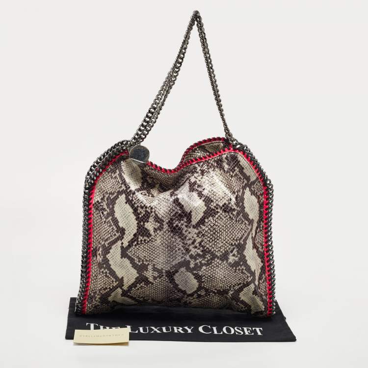 Pre Owned Stella McCartney Beige/Pink Faux Python Embossed Leather and Faux Patent Falabella Tote 
