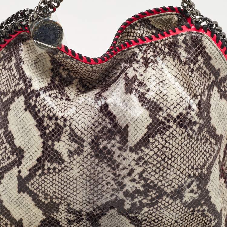 Pre Owned Stella McCartney Beige/Pink Faux Python Embossed Leather and Faux Patent Falabella Tote 