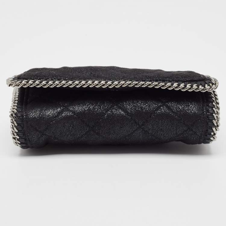 Pre Owned Stella McCartney Black Faux Suede Falabella Chain Clutch