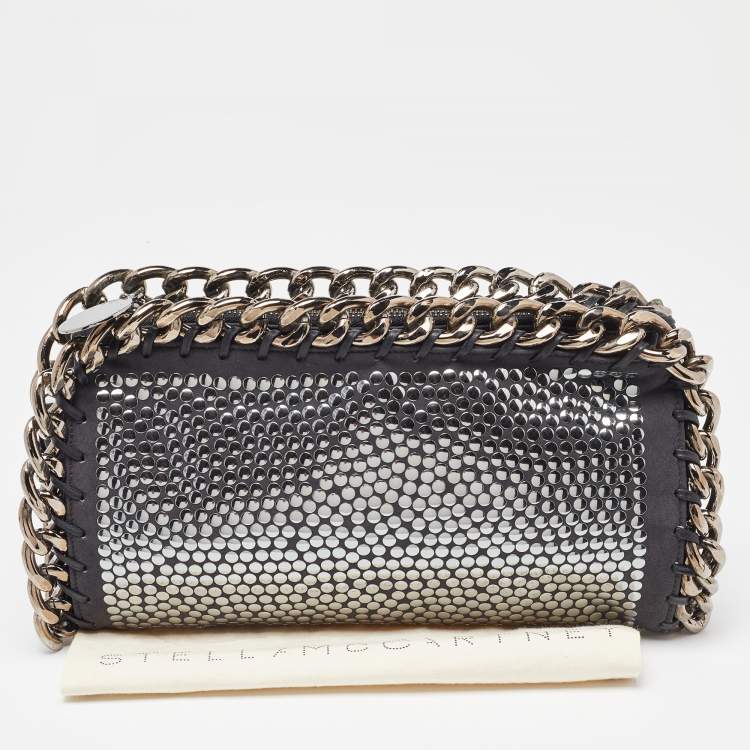 Pre Owned Stella McCartney Black Faux Leather Studded Embellished Foldover Clutch