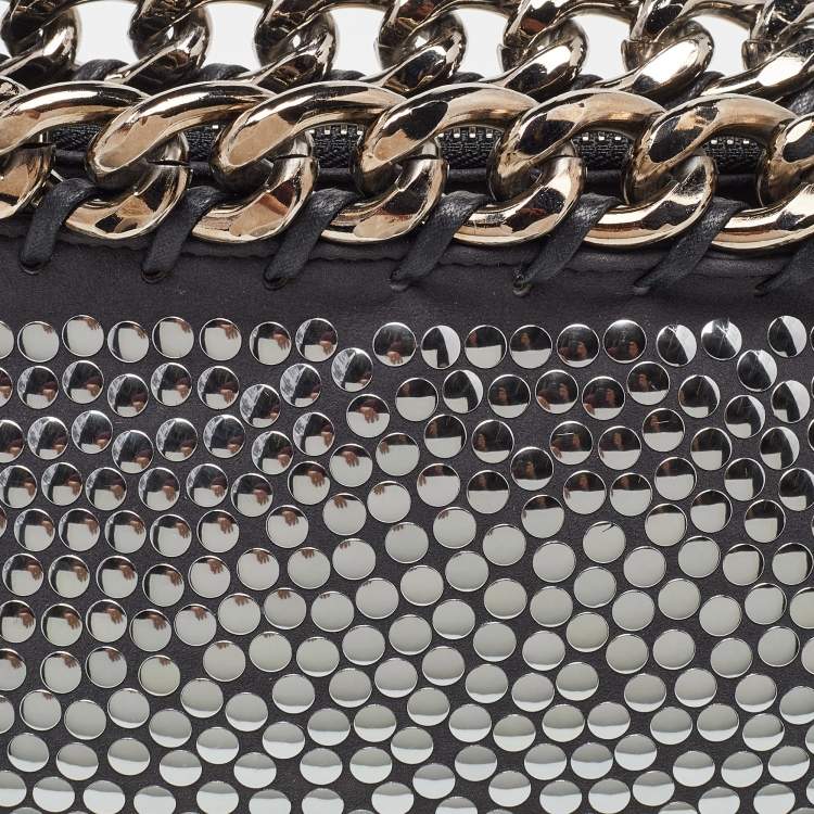 Pre Owned Stella McCartney Black Faux Leather Studded Embellished Foldover Clutch