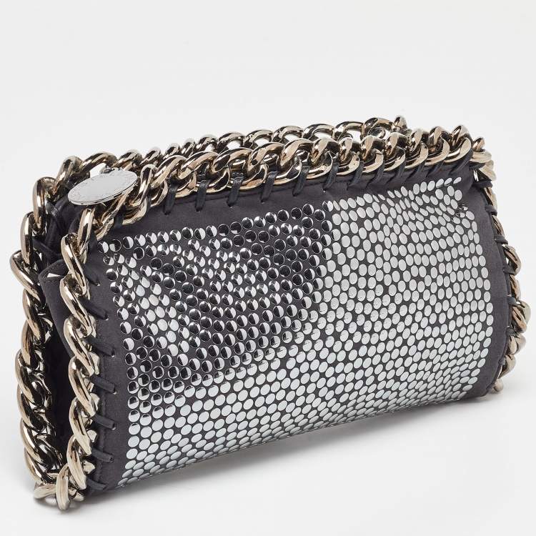 Pre Owned Stella McCartney Black Faux Leather Studded Embellished Foldover Clutch