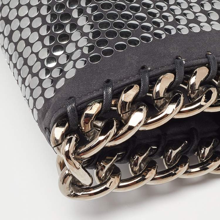 Pre Owned Stella McCartney Black Faux Leather Studded Embellished Foldover Clutch