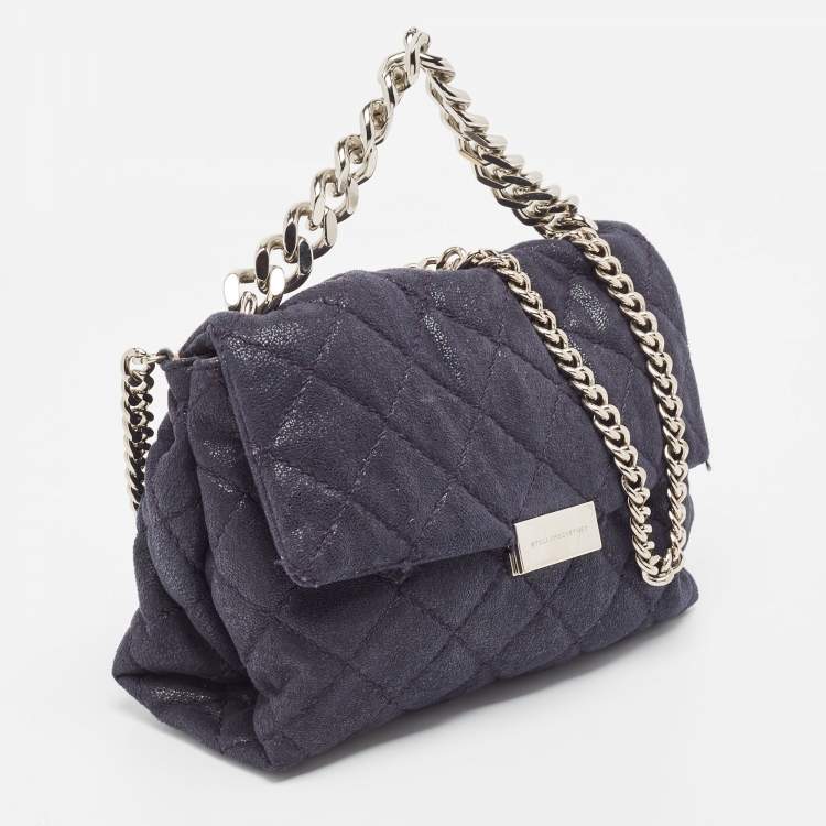 مملوكة مسبقًا Stella McCartney Blue Quilted Faux Suede Medium Beckett Chain Bag