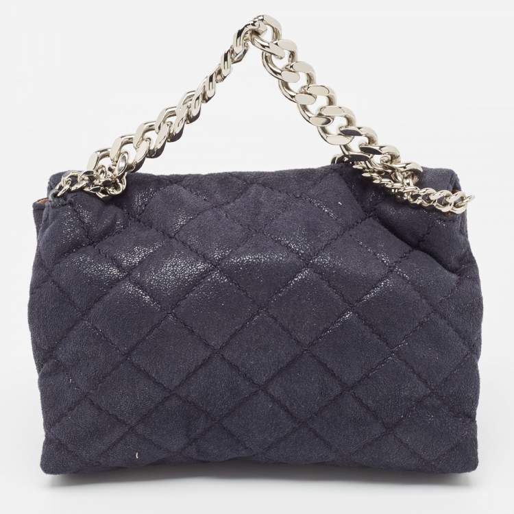 مملوكة مسبقًا Stella McCartney Blue Quilted Faux Suede Medium Beckett Chain Bag