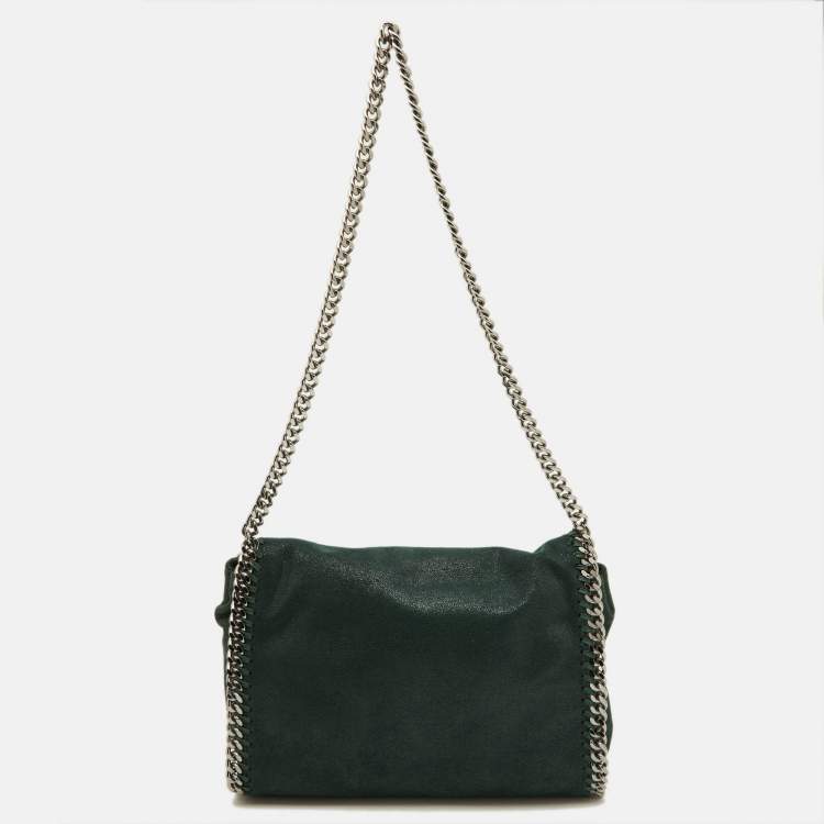 Pre Owned Stella McCartney Green Faux Suede Falabella Flap Shoulder Bag