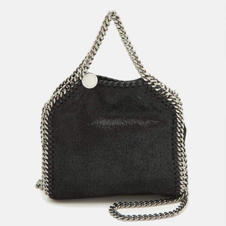 Pre Owned Stella McCartney Black Faux Suede Tiny Falabella Crossbody Bag