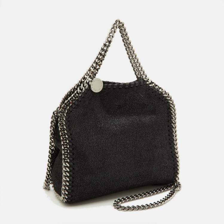 Pre Owned Stella McCartney Black Faux Suede Tiny Falabella Crossbody Bag