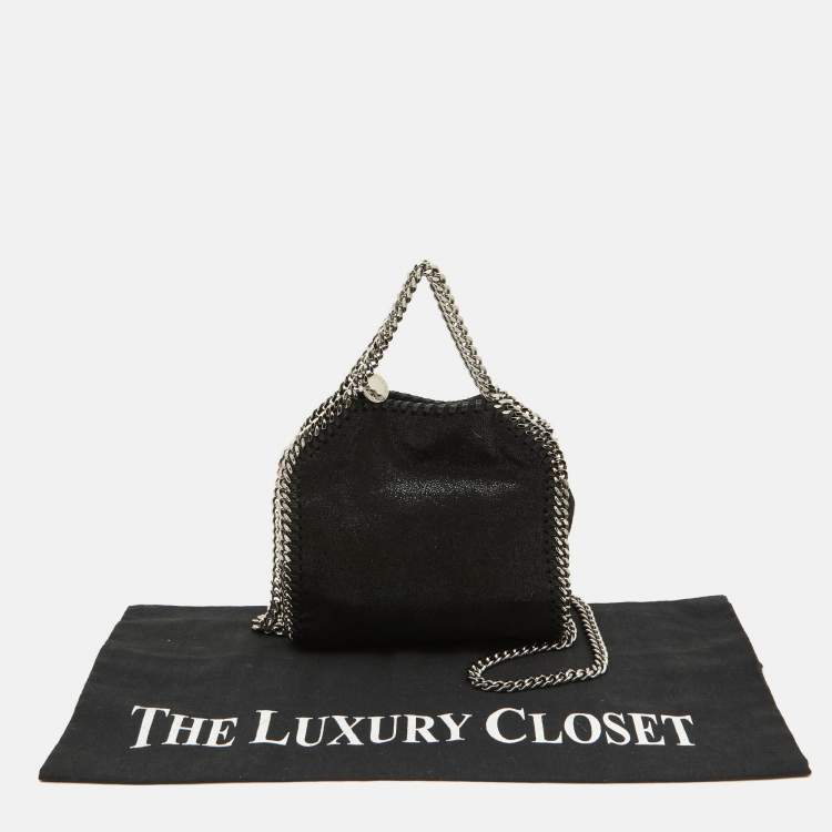 Pre Owned Stella McCartney Black Faux Suede Tiny Falabella Crossbody Bag