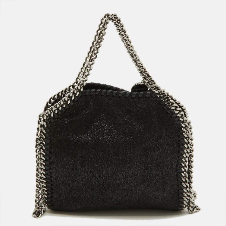 Pre Owned Stella McCartney Black Faux Suede Tiny Falabella Crossbody Bag