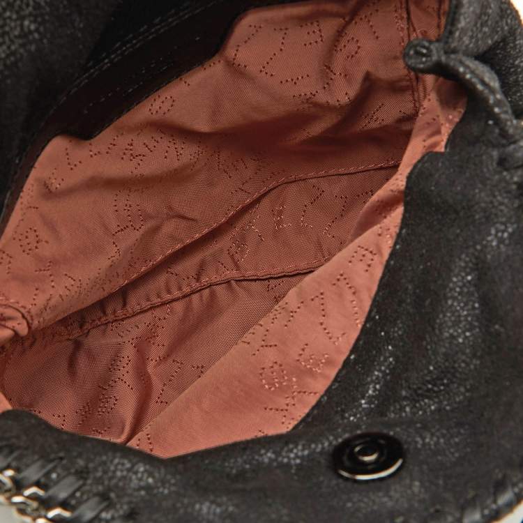 Pre Owned Stella McCartney Black Faux Suede Tiny Falabella Crossbody Bag