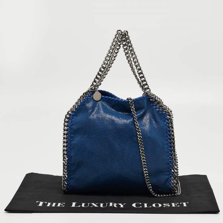 Pre Owned Stella McCartney Blue Faux Suede Mini Falabella Tote