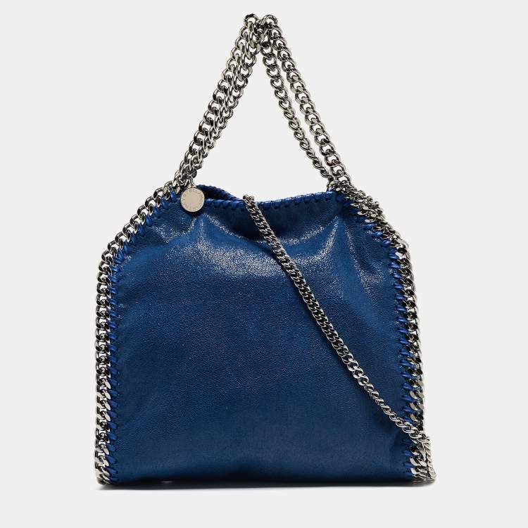 Pre Owned Stella McCartney Blue Faux Suede Mini Falabella Tote
