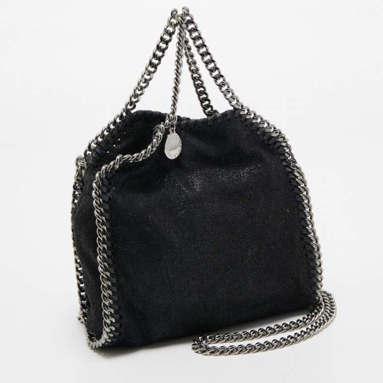 Pre Owned Stella McCartney Black Faux Suede Tiny Falabella Tote