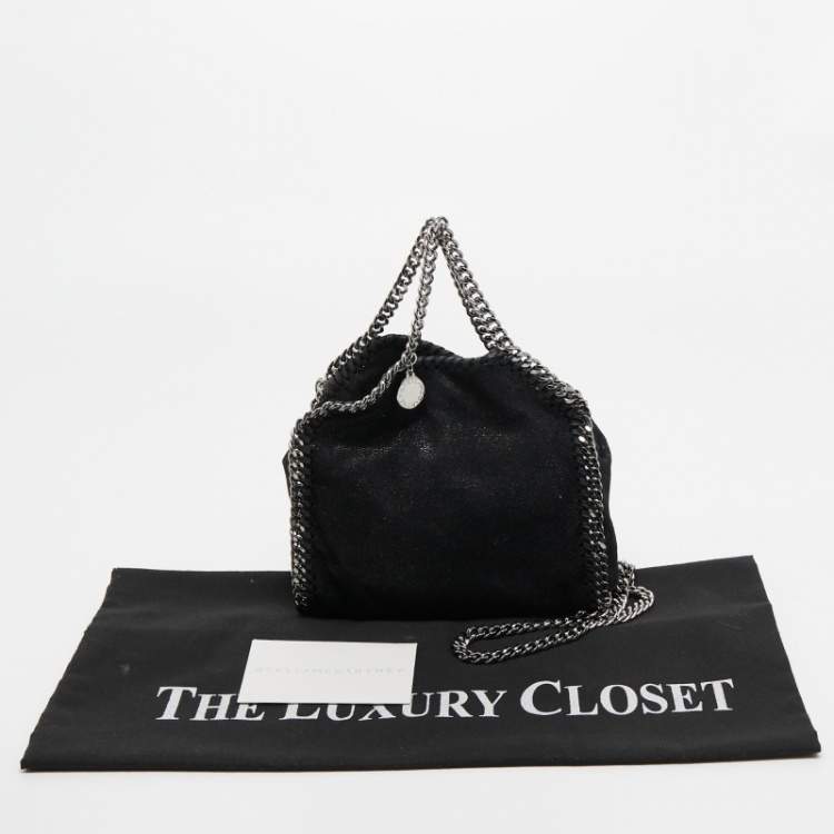 Pre Owned Stella McCartney Black Faux Suede Tiny Falabella Tote