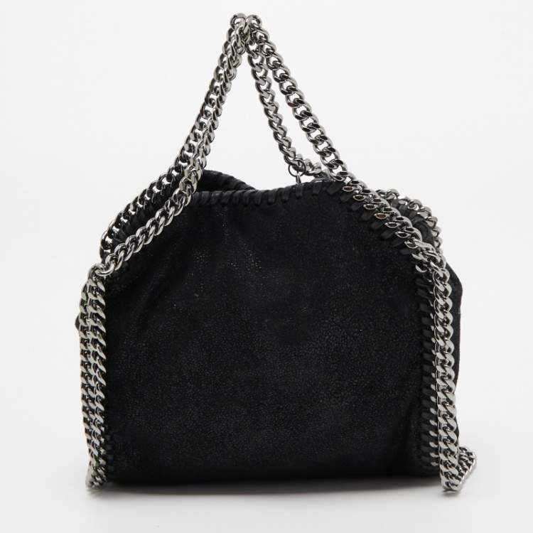 Pre Owned Stella McCartney Black Faux Suede Tiny Falabella Tote