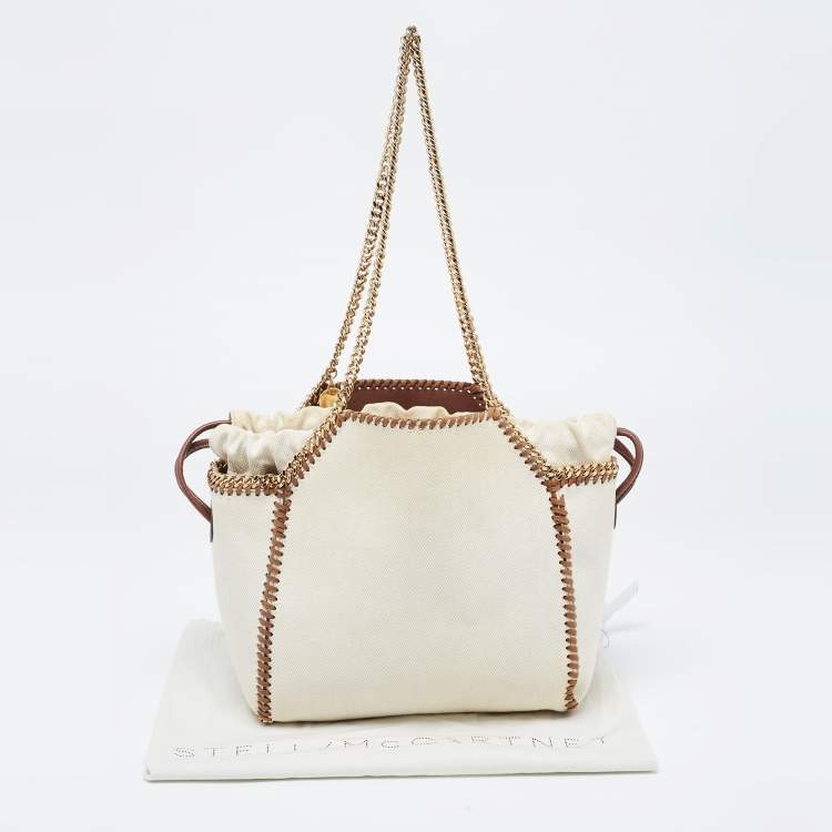 Pre Owned Stella McCartney Off White Canvas Drawstring Falabella Tote