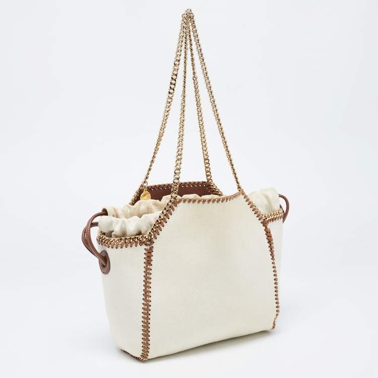 Pre Owned Stella McCartney Off White Canvas Drawstring Falabella Tote