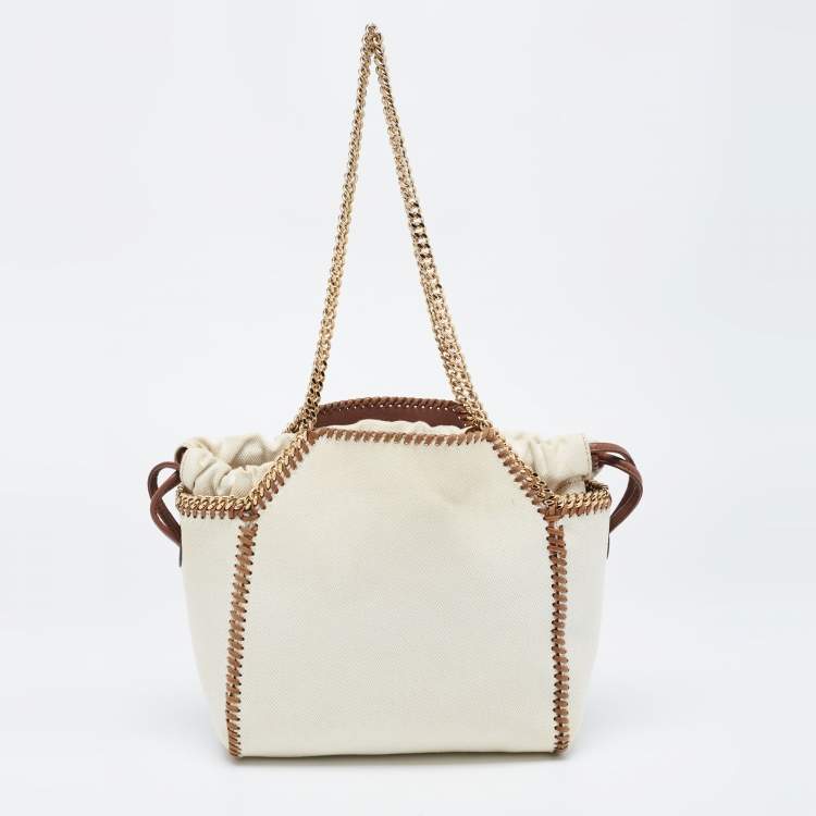 Pre Owned Stella McCartney Off White Canvas Drawstring Falabella Tote