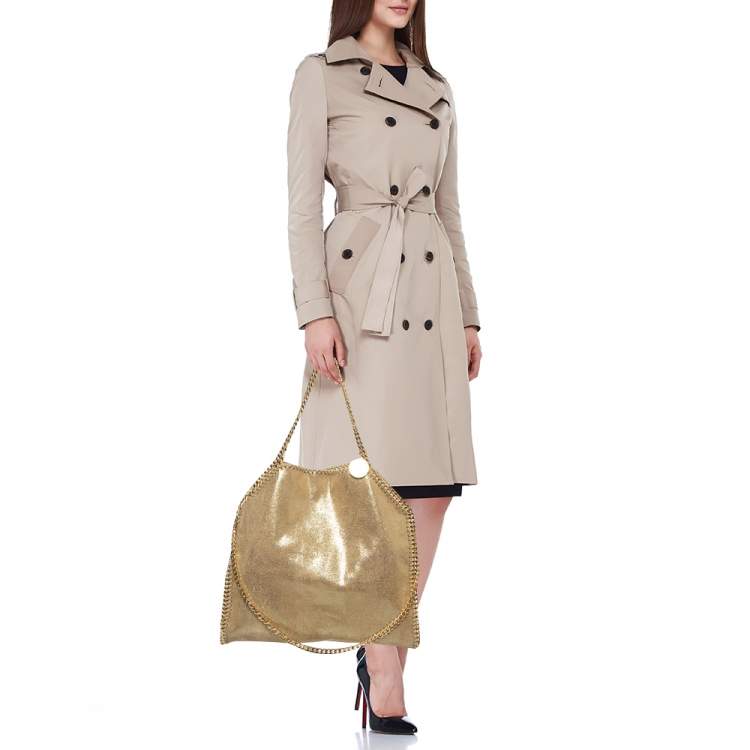 Pre Owned Stella McCartney Gold Faux Suede Falabella Tote