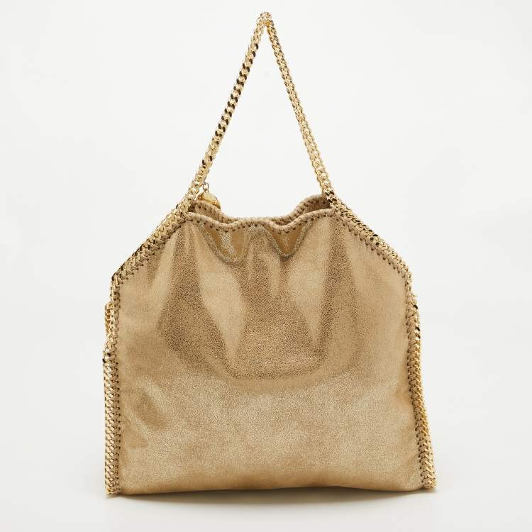 Pre Owned Stella McCartney Gold Faux Suede Falabella Tote