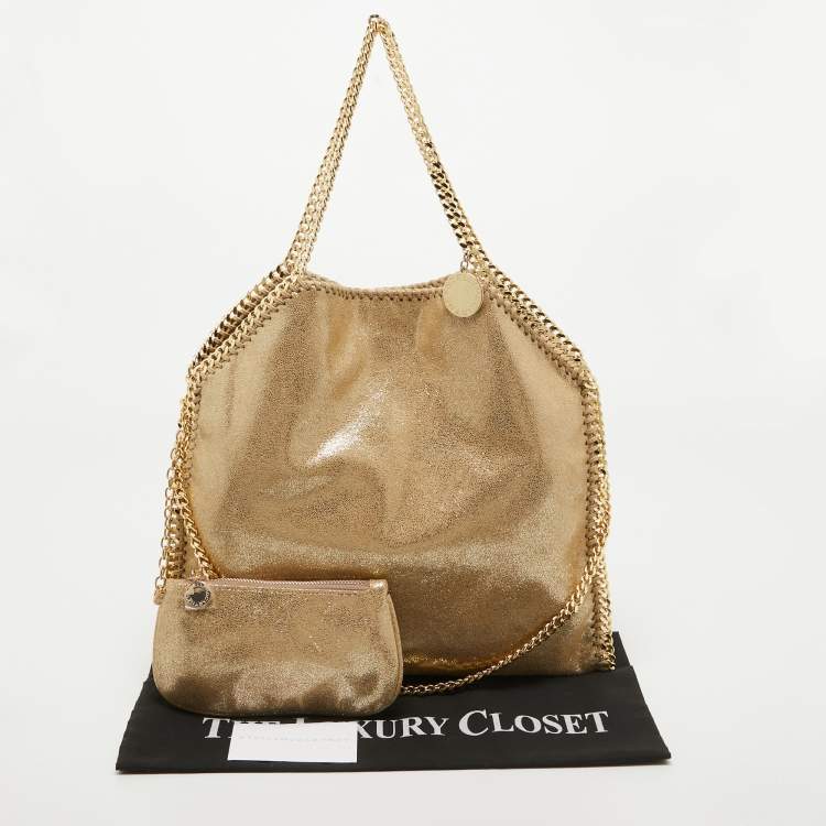 Pre Owned Stella McCartney Gold Faux Suede Falabella Tote