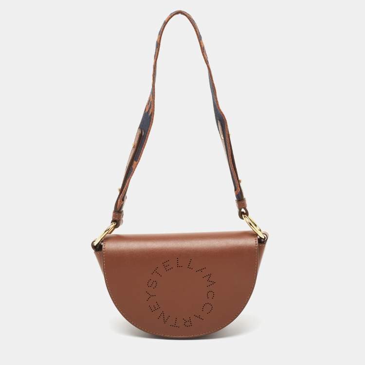 Stella McCartney Brown Faux Leather Flap Shoulder Bag Stella
